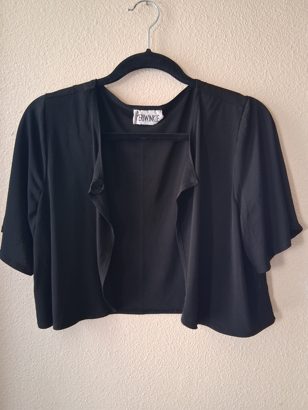 Periwinkle by Barlow Black Cropped Bolero Cardigan Sz XL